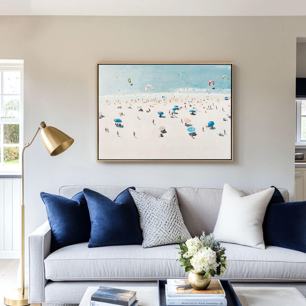 Aerial View Beach Canvas Wall Art | Summer Ocean Landscape #AA 315