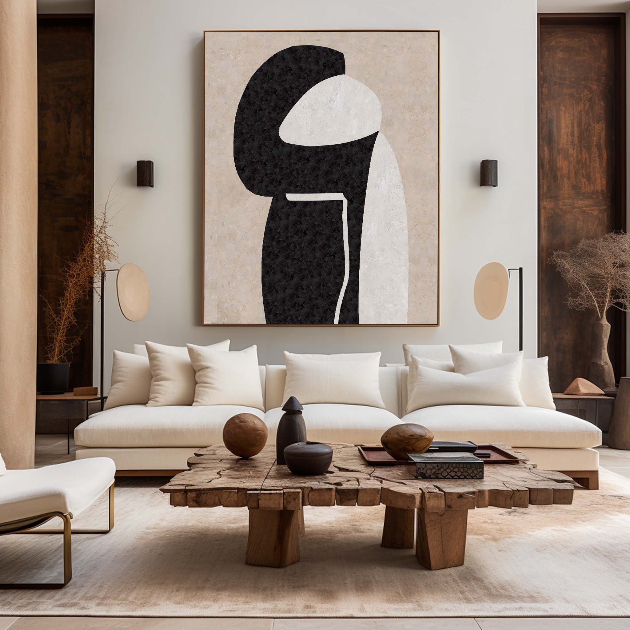 Large Japandi Style Wall Art | Wabi-sabi Abstract Canvas #AA 312