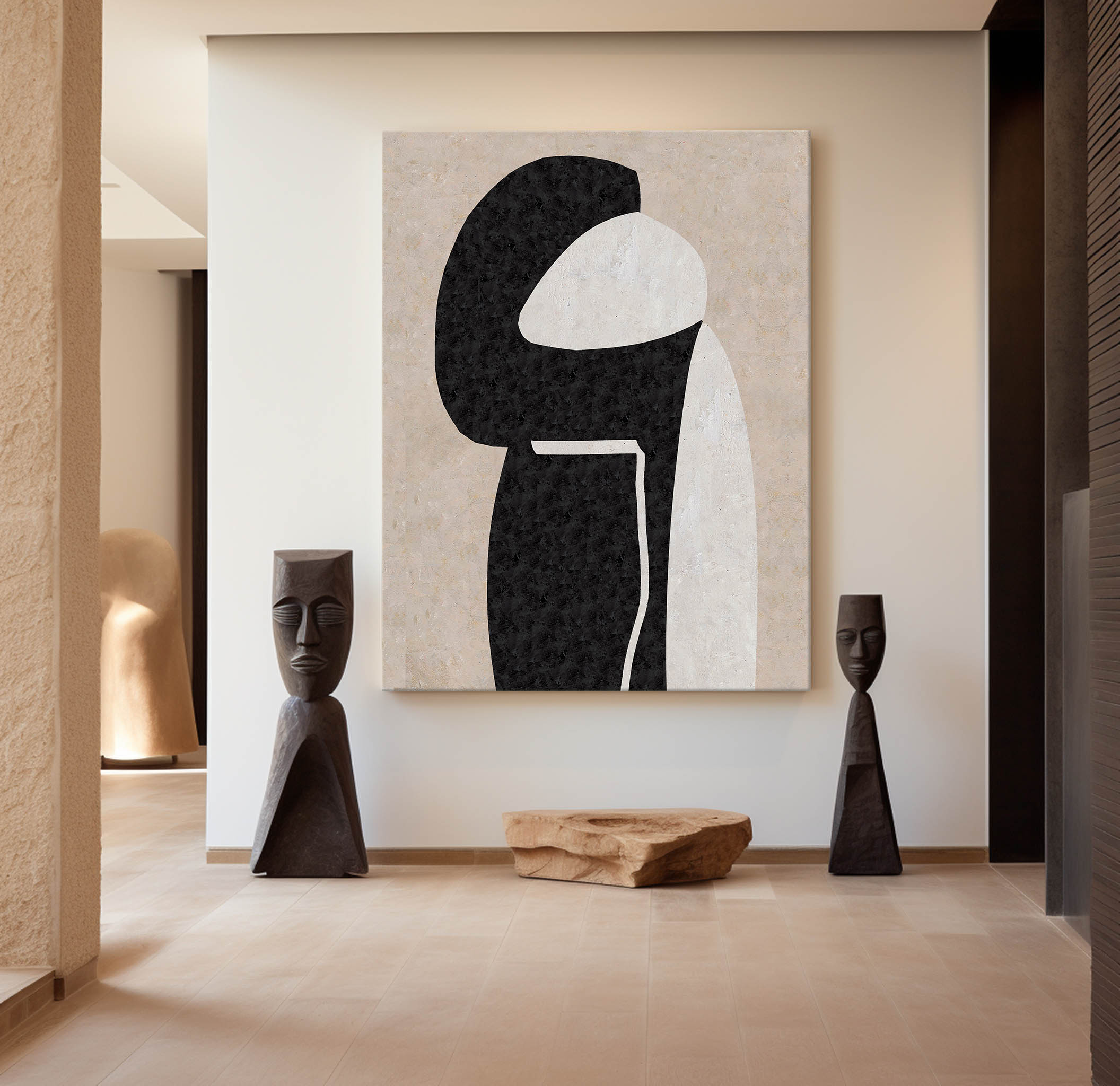 Large Japandi Style Wall Art | Wabi-sabi Abstract Canvas #AA 312