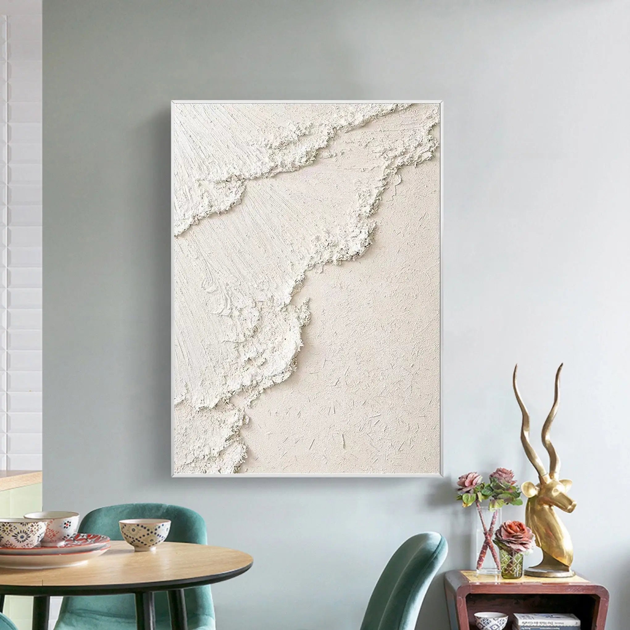 Oversized Ocean Wall Art | Textured Neutral Abstract Painting for Hallway #ZZ 124
