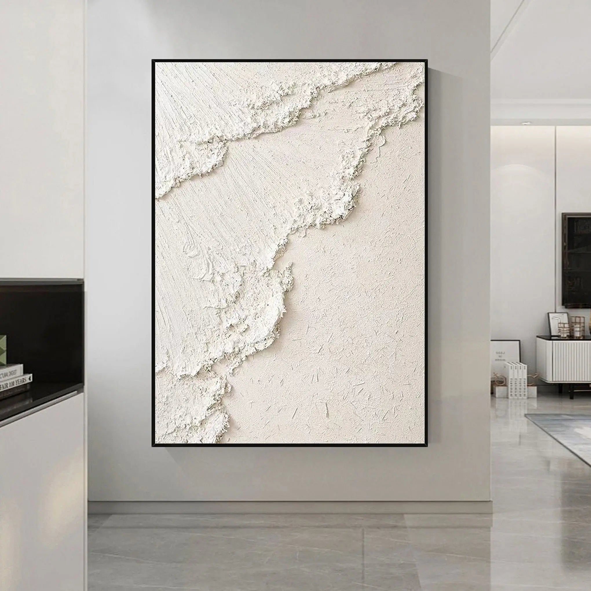 Oversized Ocean Wall Art | Textured Neutral Abstract Painting for Hallway #ZZ 124