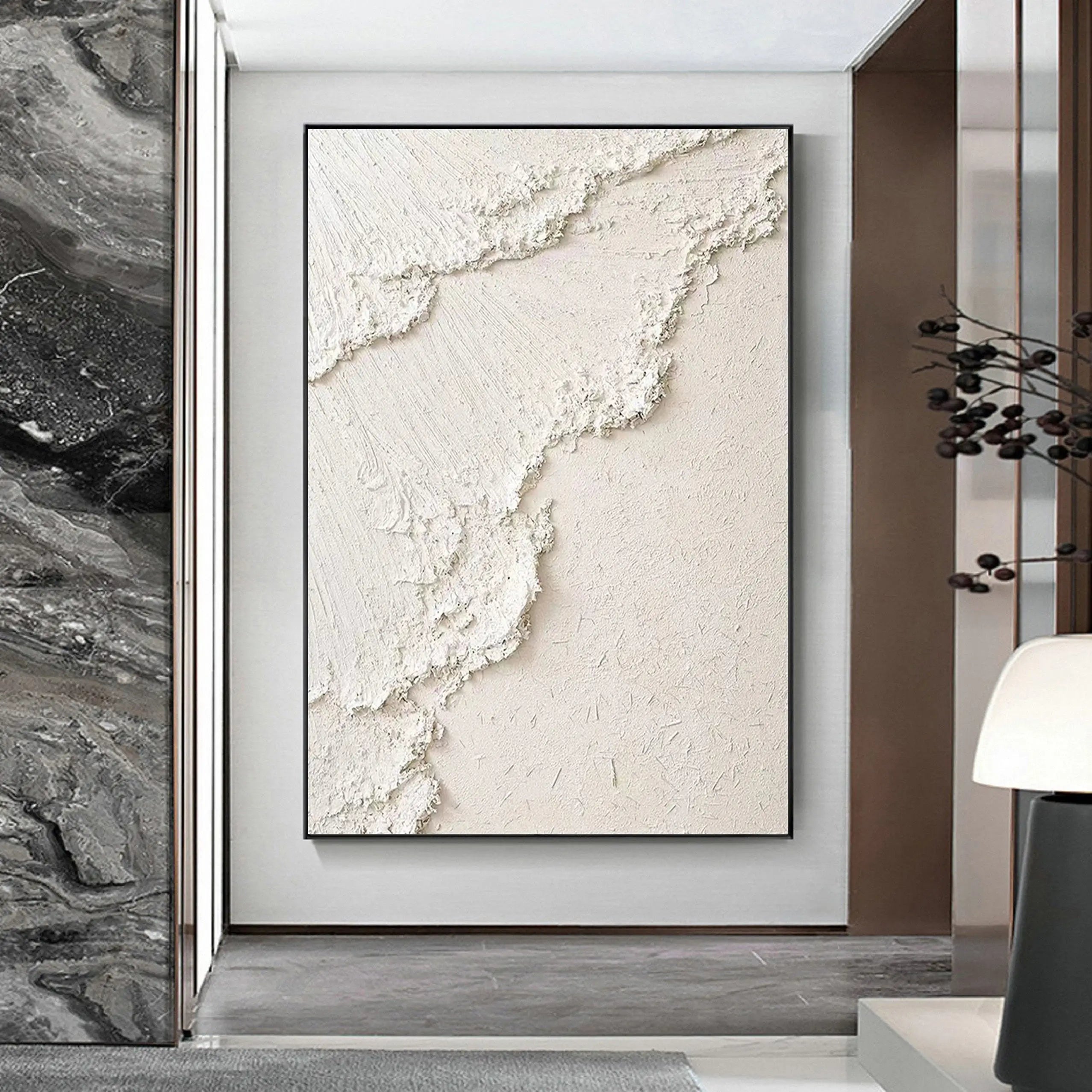 Oversized Ocean Wall Art | Textured Neutral Abstract Painting for Hallway #ZZ 124