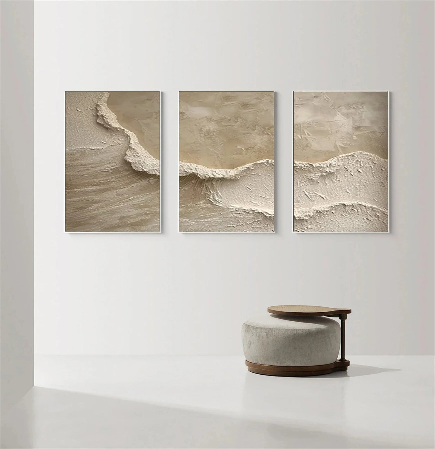 Large Minimalist Textured Wall Art | 3 Piece Neutral Abstract Triptych #ZZ 123