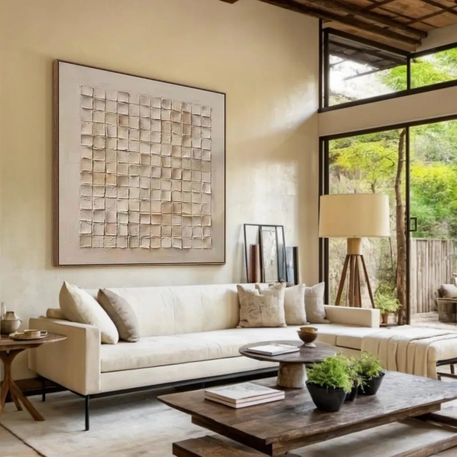 Textured Neutral Abstract Art | Geometric Block Pattern Painting #JJ 091