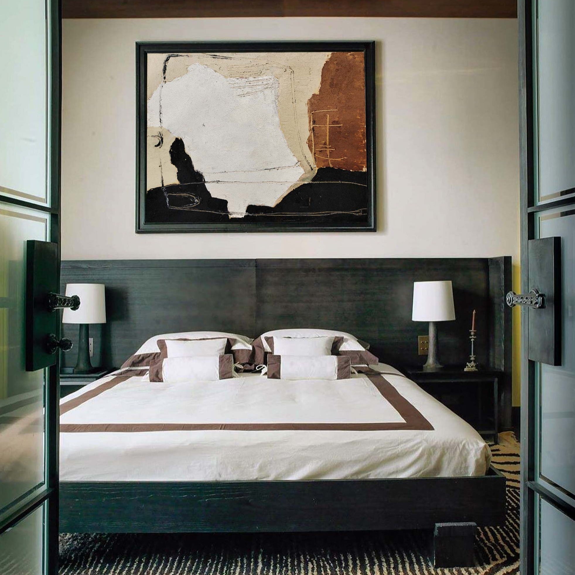 Large Black, White & Brown Abstract Canvas Art | Modern Decor #AA 314