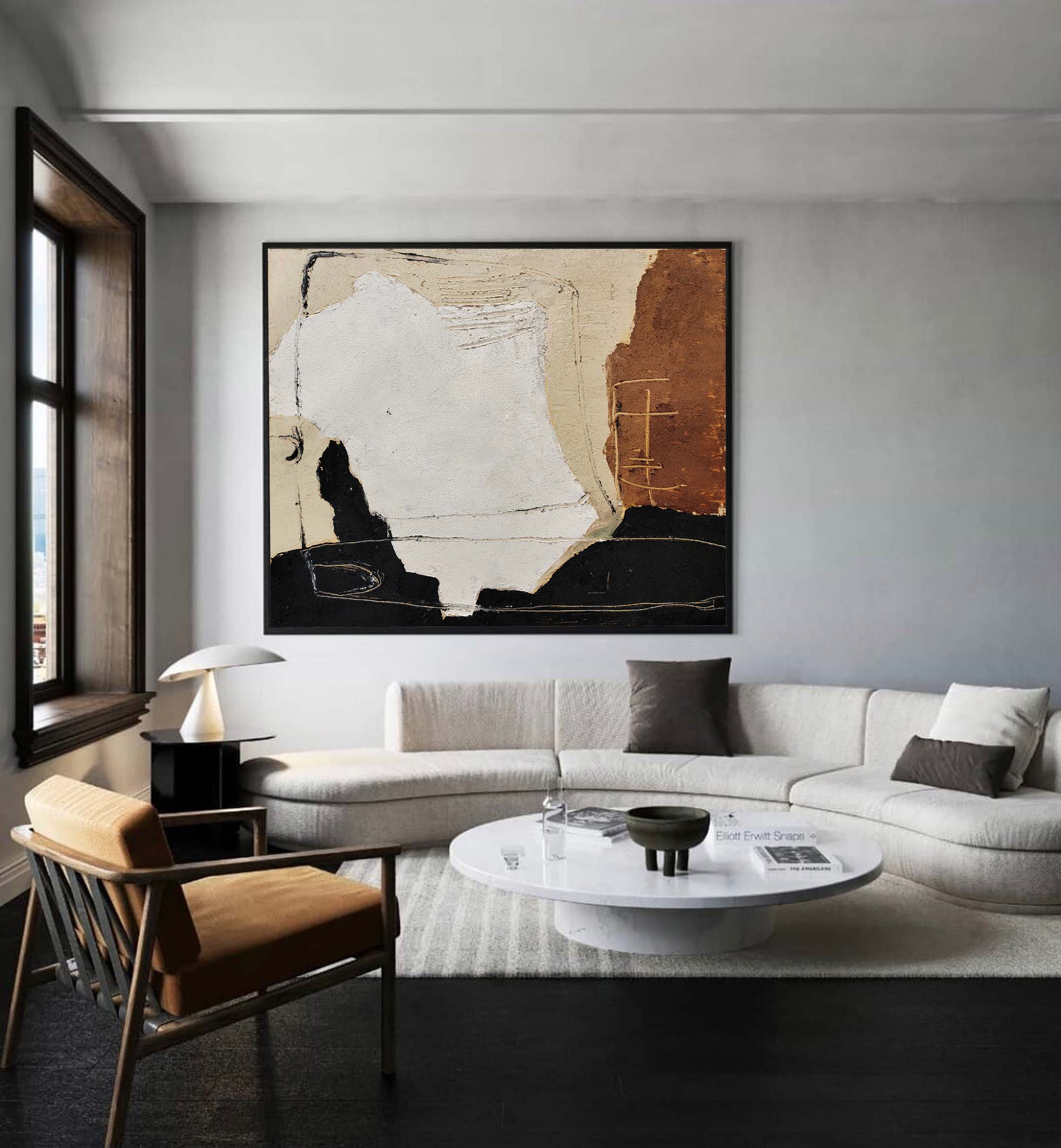 Large Black, White & Brown Abstract Canvas Art | Modern Decor #AA 314