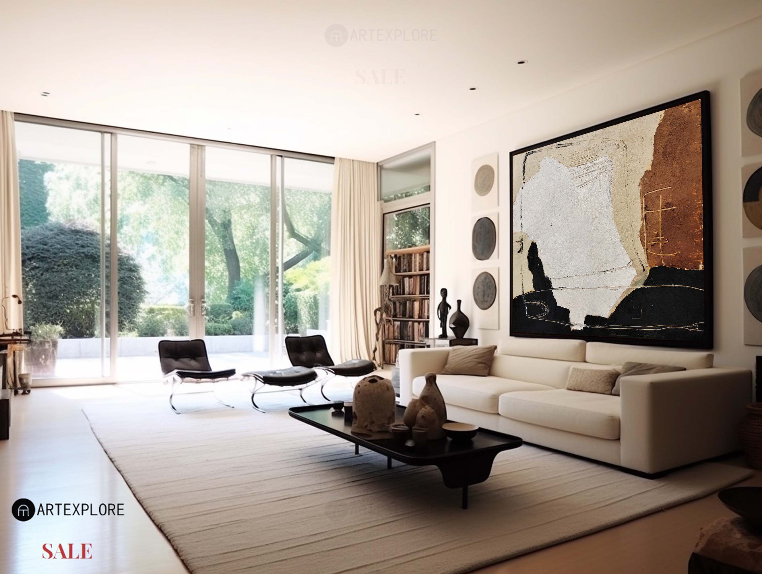 Large Black, White & Brown Abstract Canvas Art | Modern Decor #AA 314