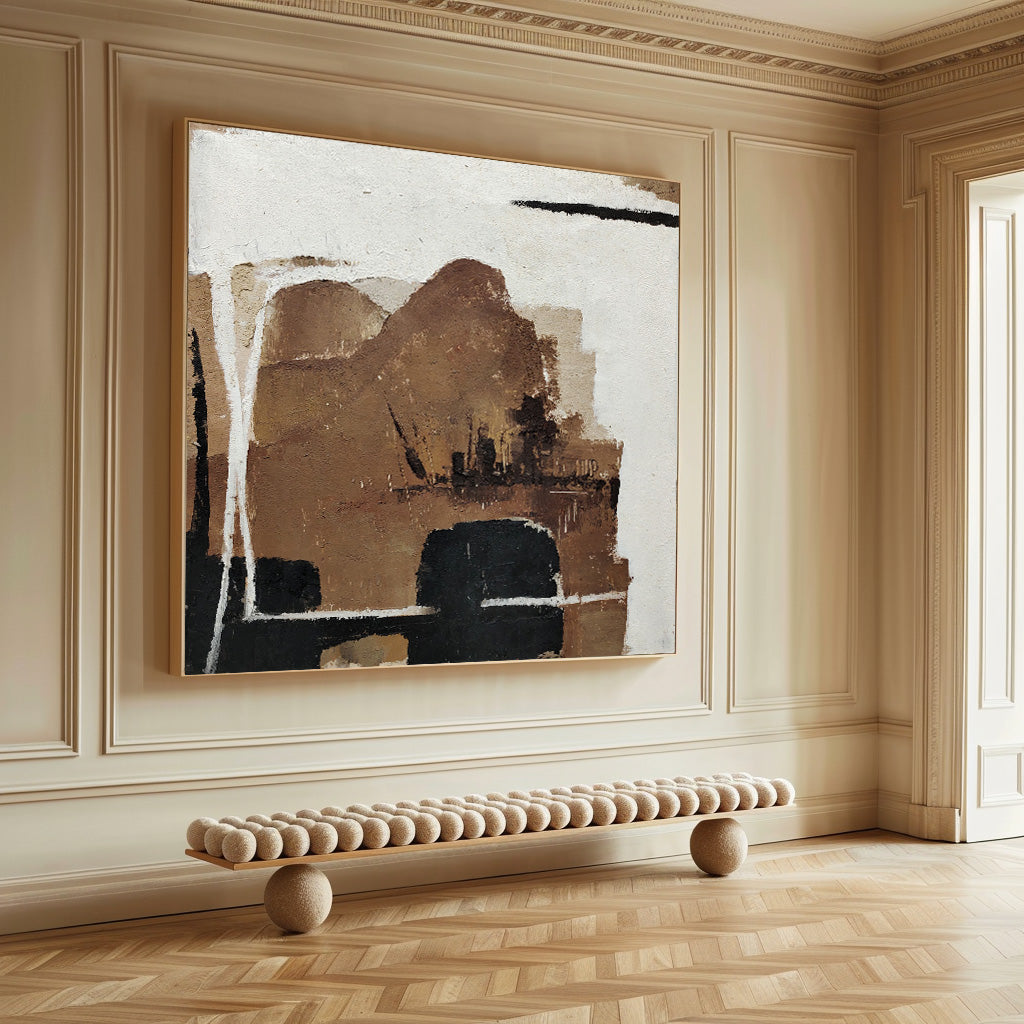 Textured Abstract Canvas Print | Rust & Cream Oil Art Style #AA 323