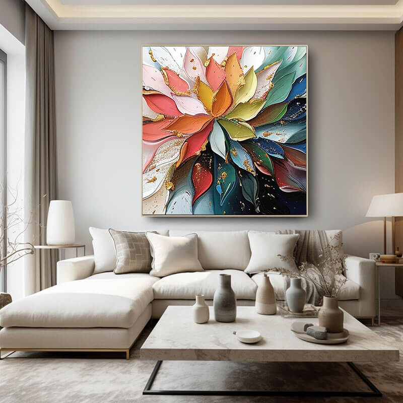 Multi-Color Textured Flower Art | Bright Original Wall Painting #ZZ 223