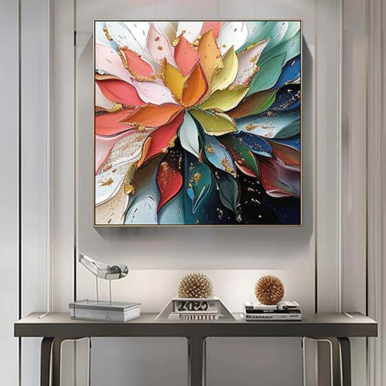 Multi-Color Textured Flower Art | Bright Original Wall Painting #ZZ 223