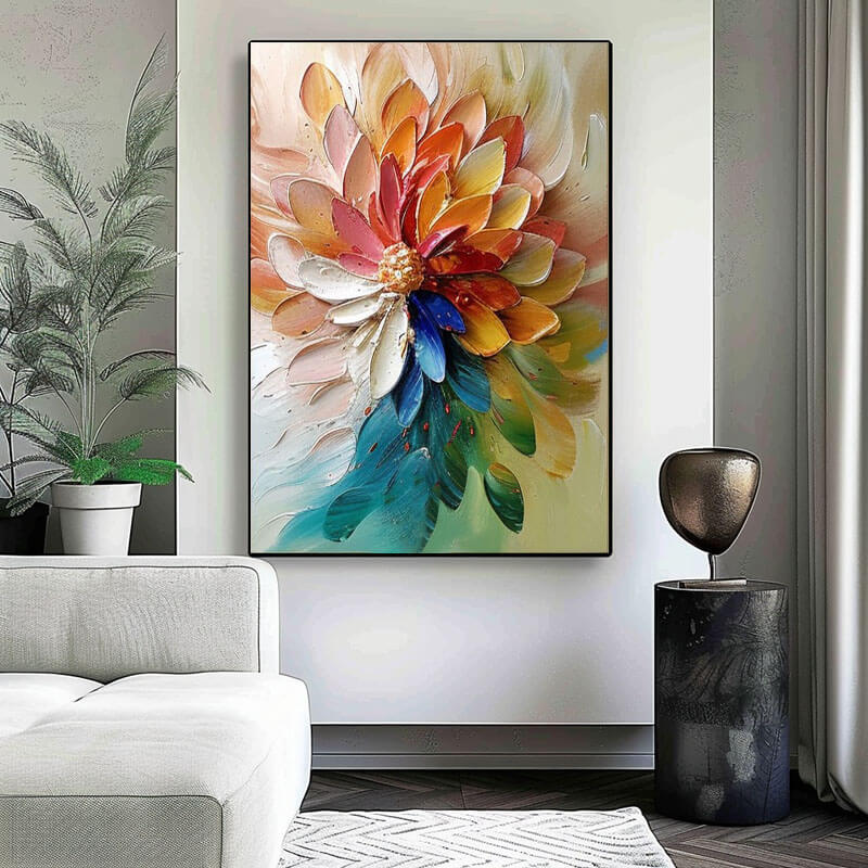 Vibrant Floral Wall Art | Textured Original Flower Painting #ZZ 222