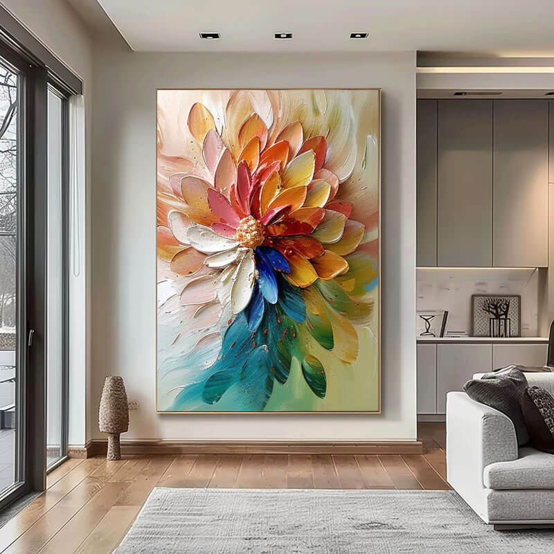 Vibrant Floral Wall Art | Textured Original Flower Painting #ZZ 222