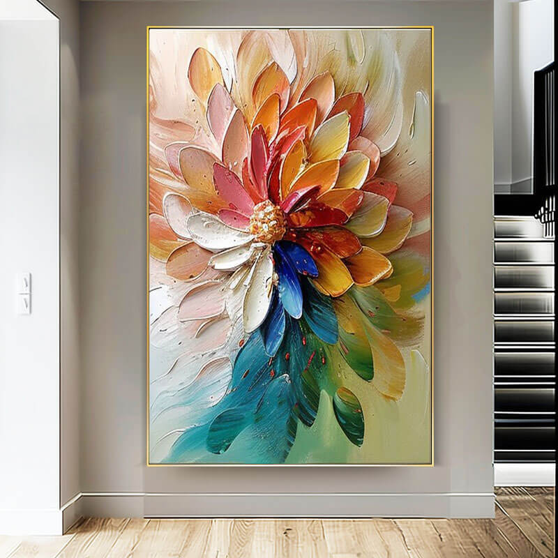 Vibrant Floral Wall Art | Textured Original Flower Painting #ZZ 222