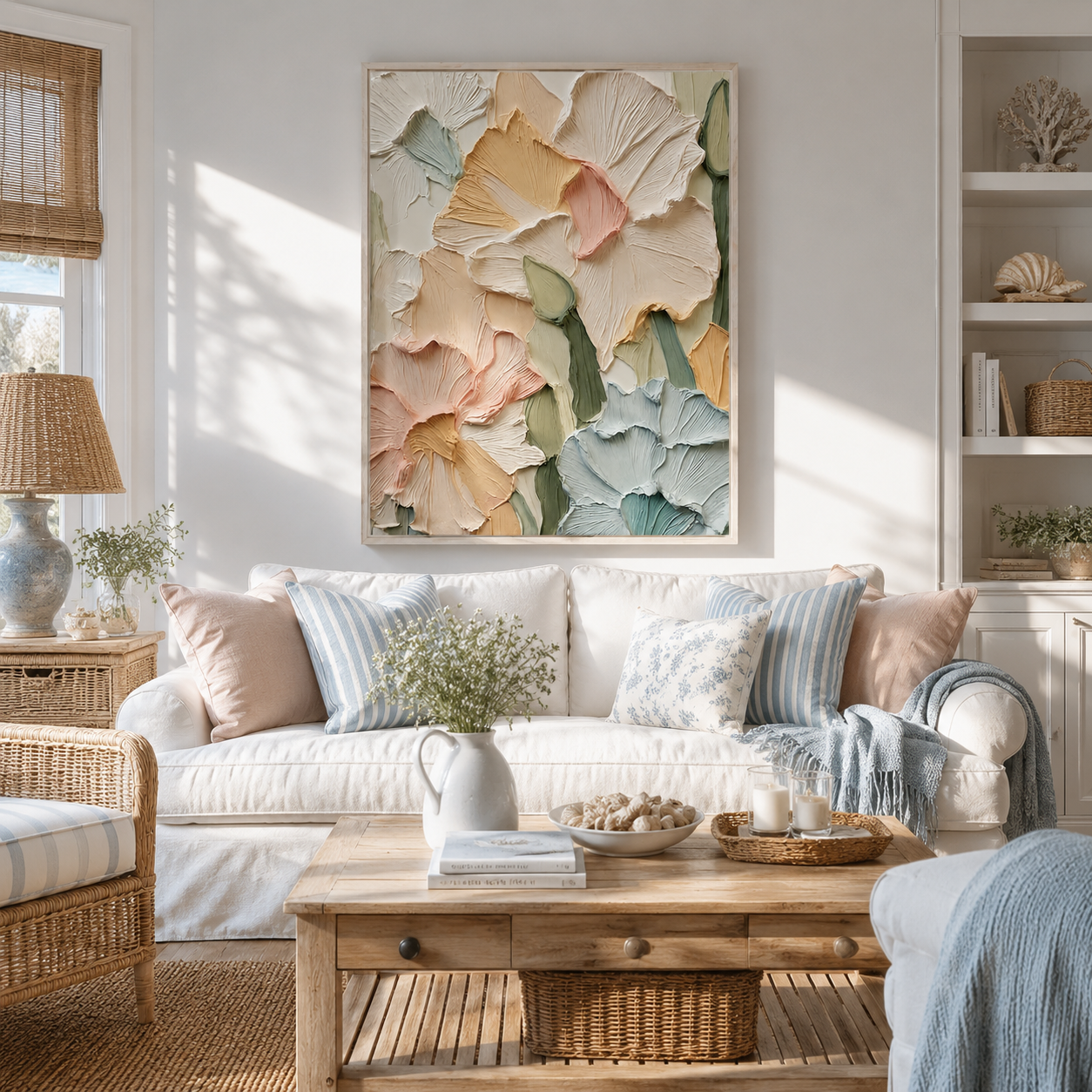 Blush Petals – Textured Floral Wall Art for Romantic Modern Interiors