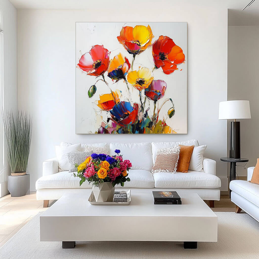 Heavy Texture Poppy Painting | Palette Knife Floral Art #AA 259