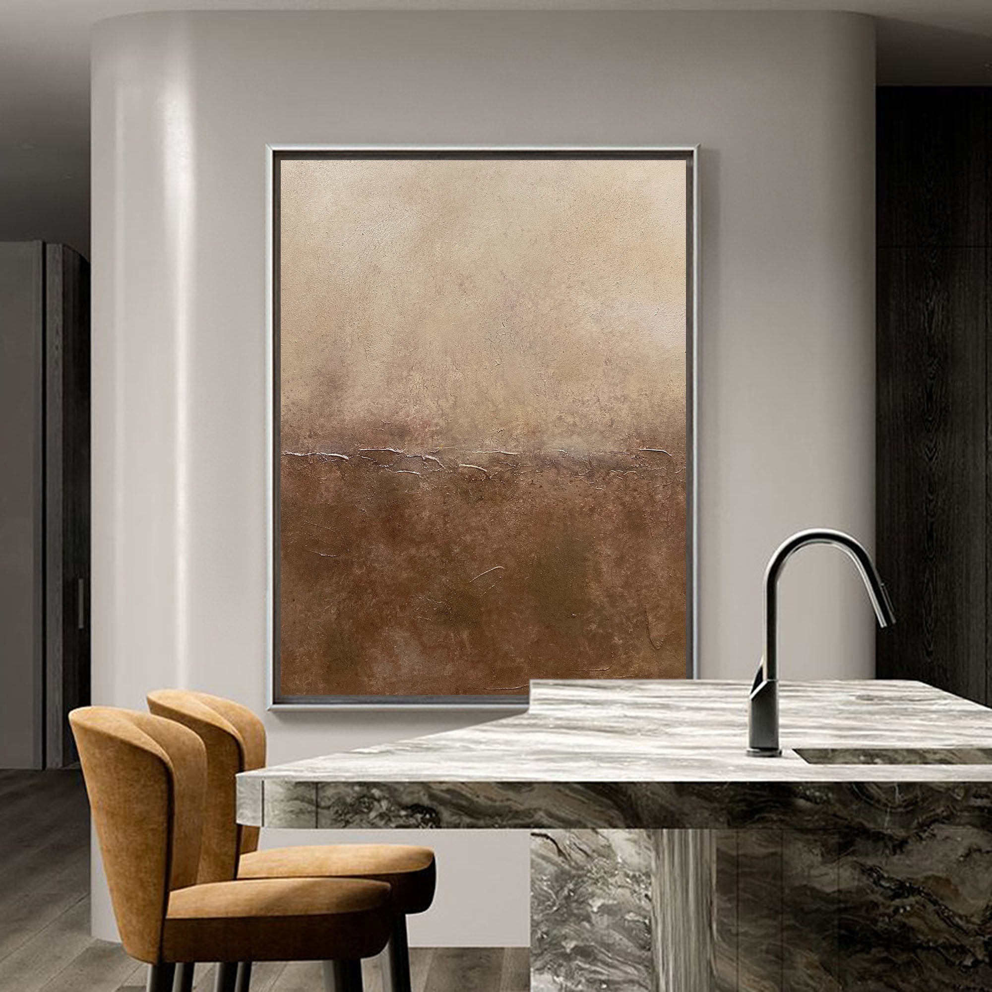 Brown and Beige Ombre Abstract Canvas Art | Earth Tone Decor #AA 322