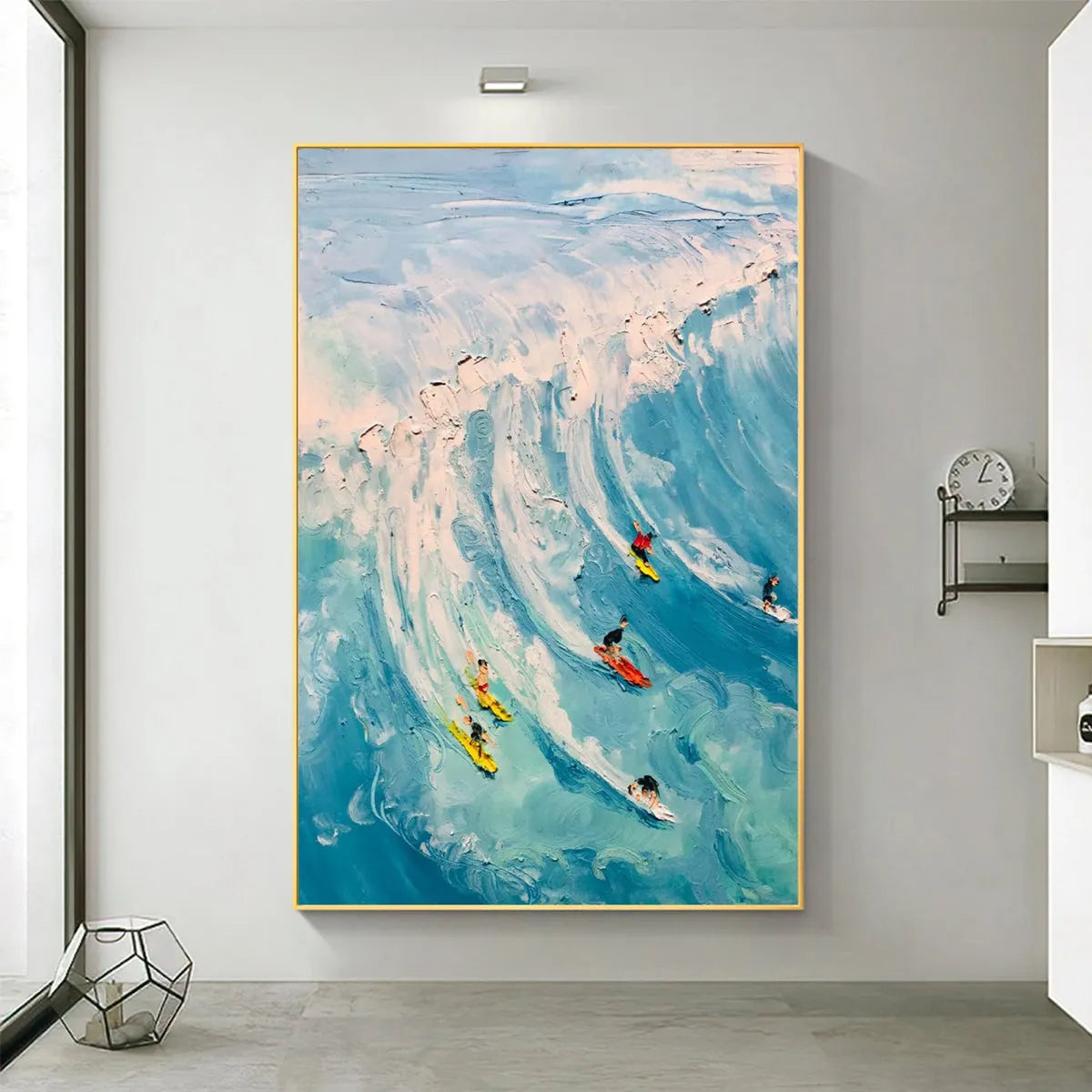 Textured 3D Surfing Painting | Impasto Ocean Wave Wall Art #AA 225
