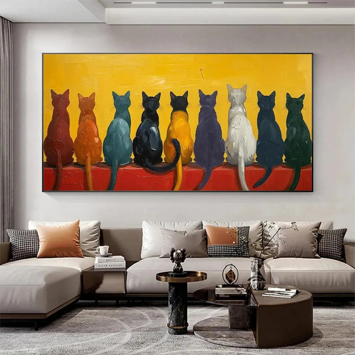 Colorful Cats Painting | Large Vibrant Animal Wall Art #ZZ 267