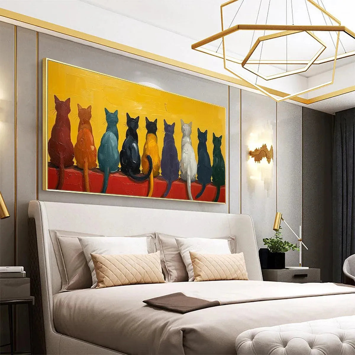 Colorful Cats Painting | Large Vibrant Animal Wall Art #ZZ 267