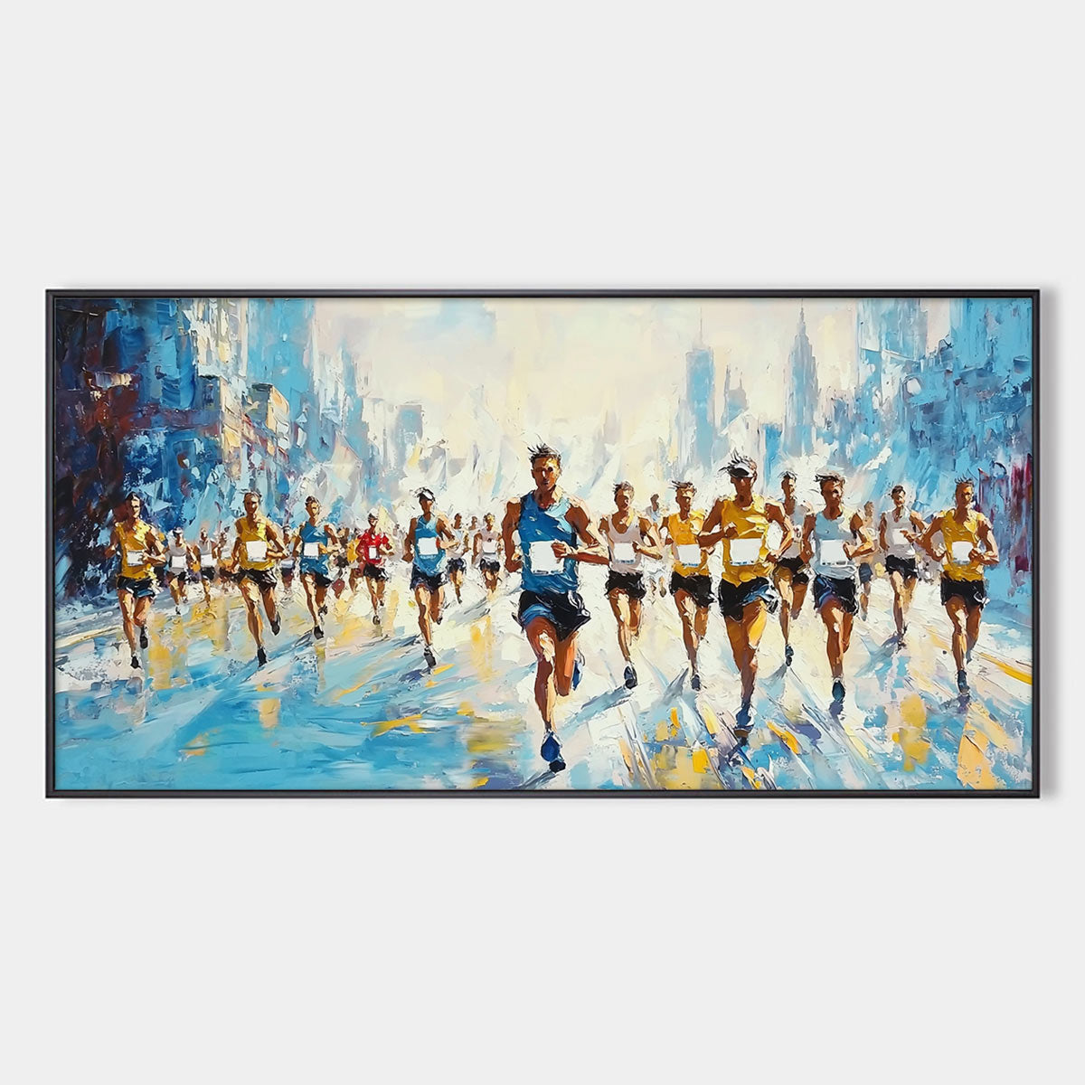 Marathon Runners Painting | Energetic Sports Wall Art #AA 226