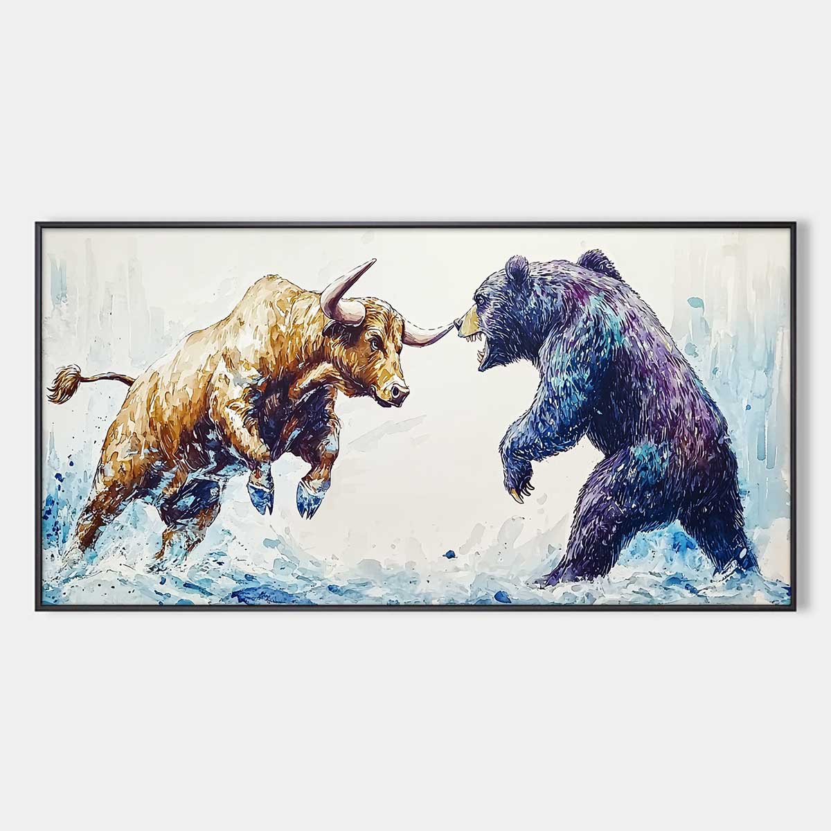 Expressive Bull vs Bear Art | Finance Office Wall Decor #ZZ 241
