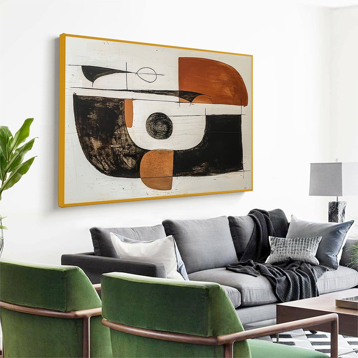 Black, White & Orange Abstract Art | Modern Wall Decor #AA 088