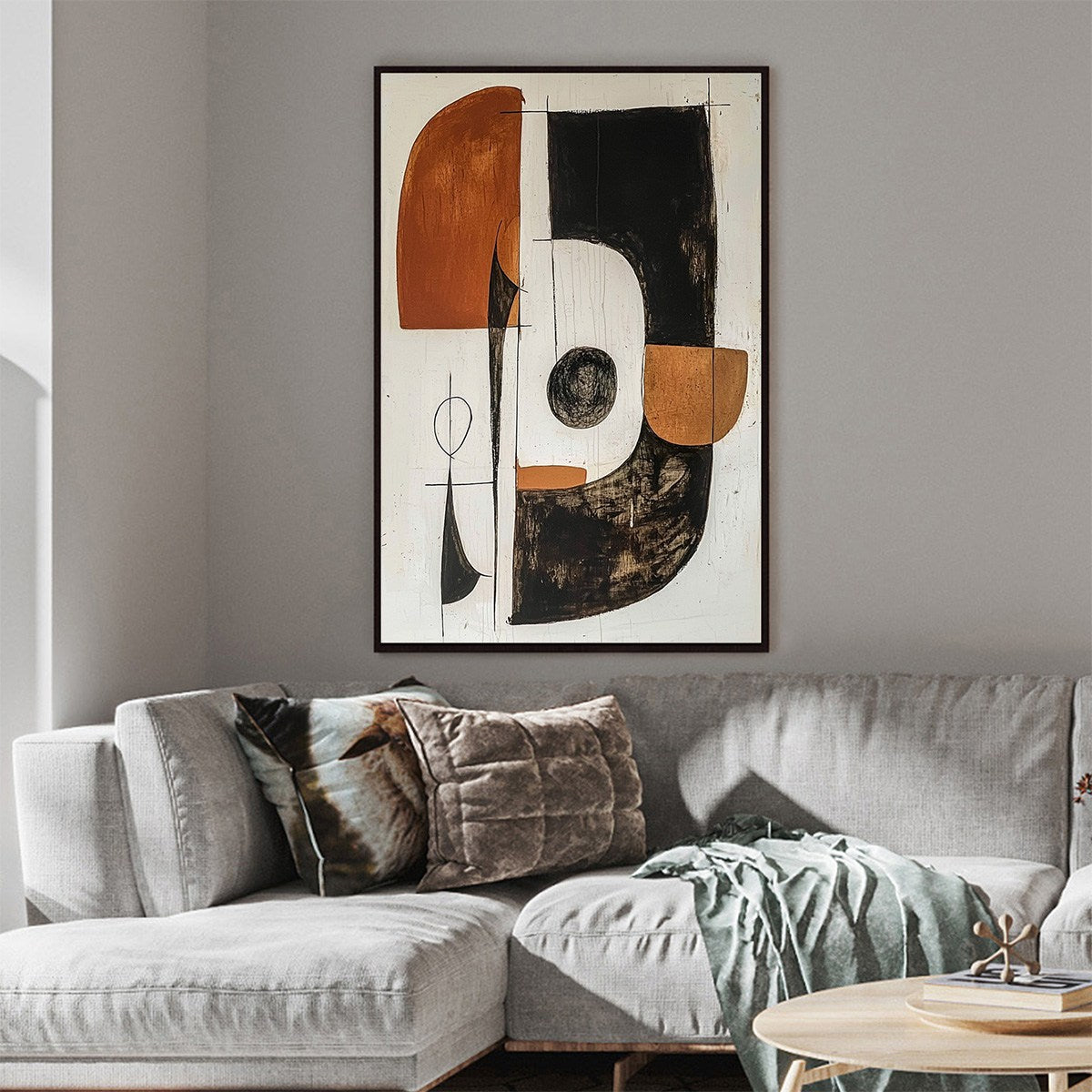 Black, White & Orange Abstract Art | Modern Wall Decor #AA 088