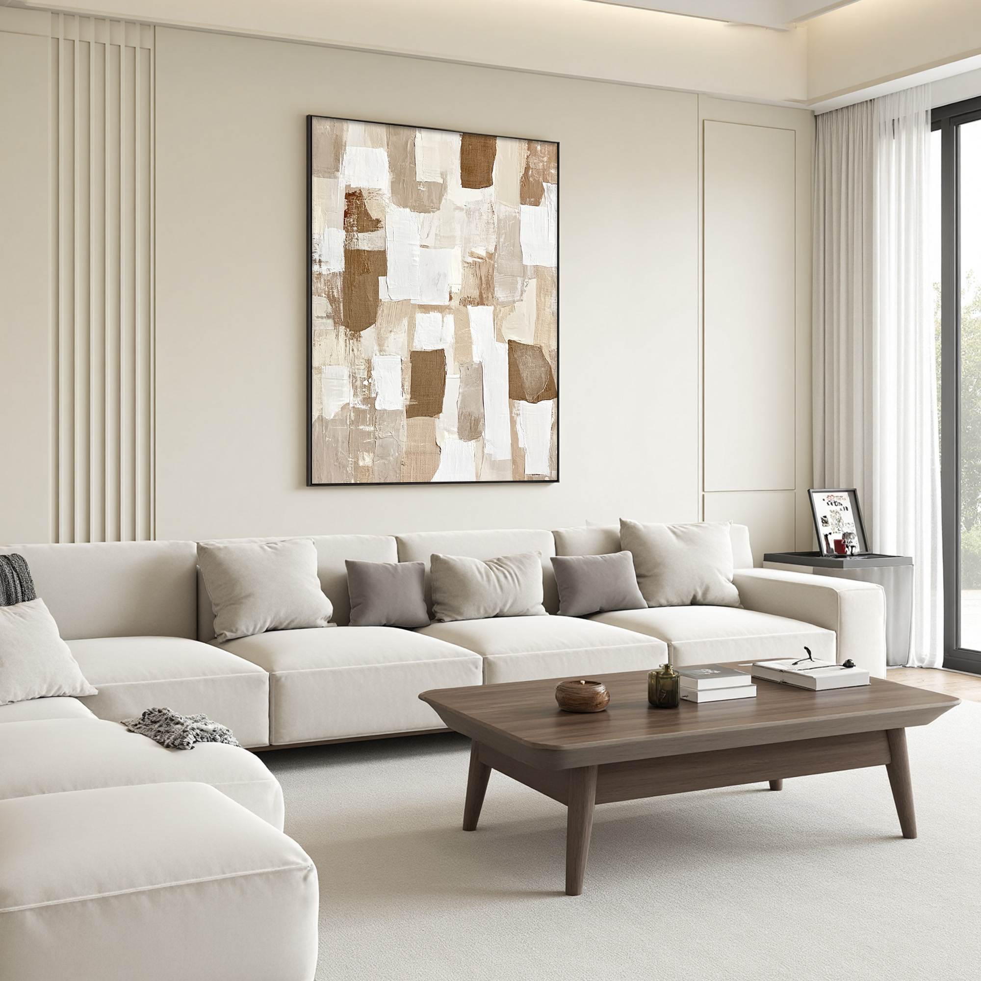 Abstract Color Block Painting | Neutral Patchwork Wall Art #AA 091