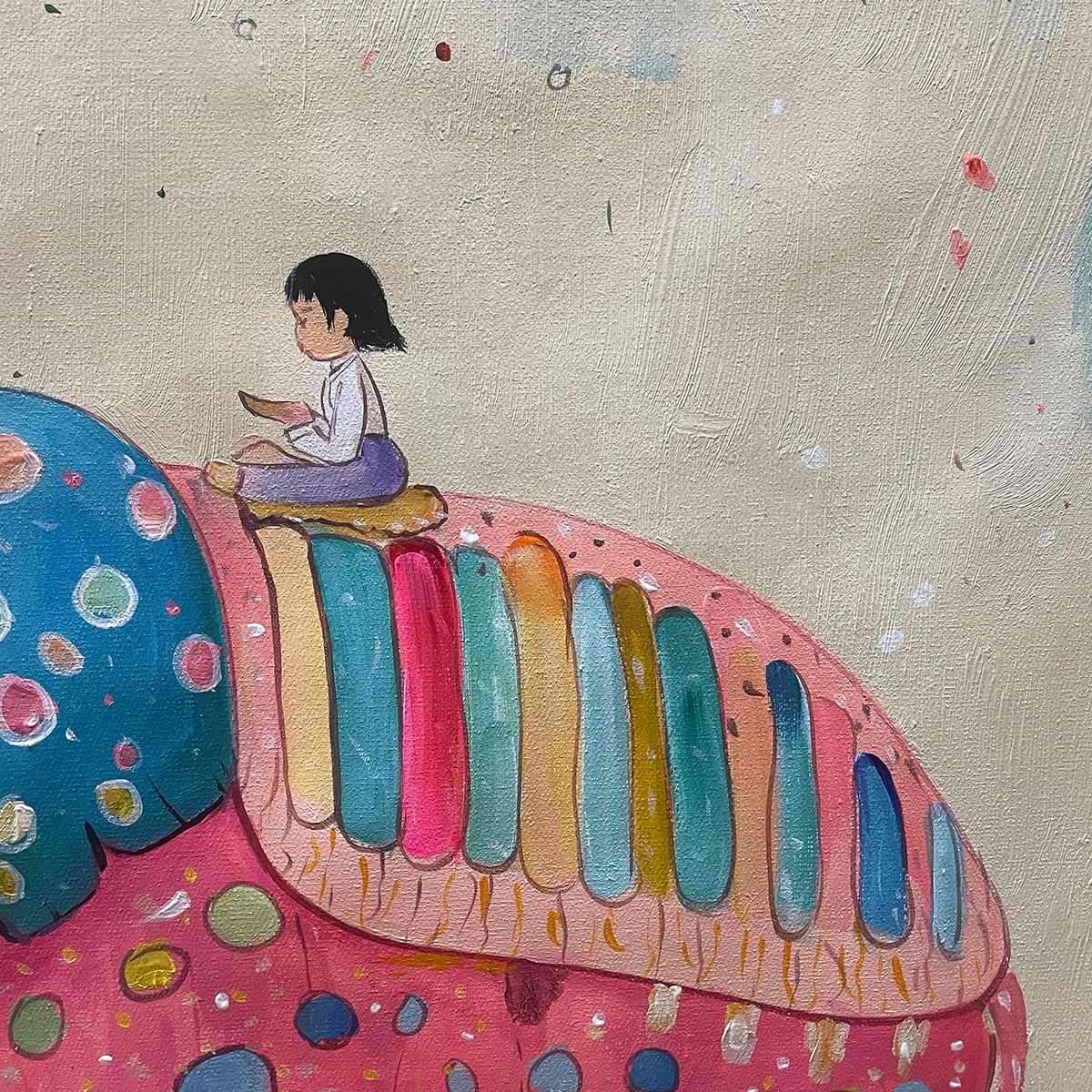 Whimsical Pink Elephant Art | Original Hand-Painted Wall Decor #ZZ 245