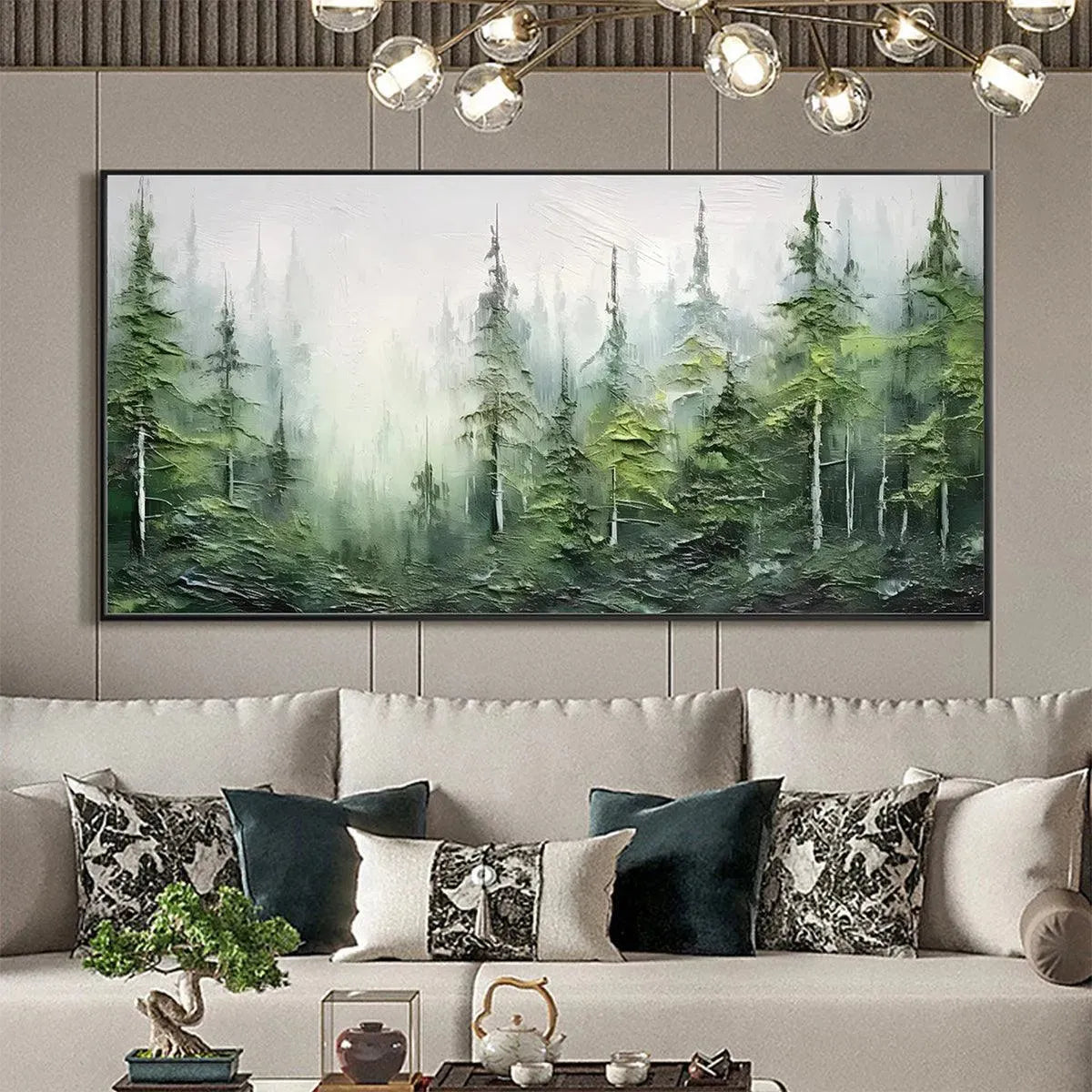 Green Pine Forest Painting | Abstract Mountain Landscape #AA 287