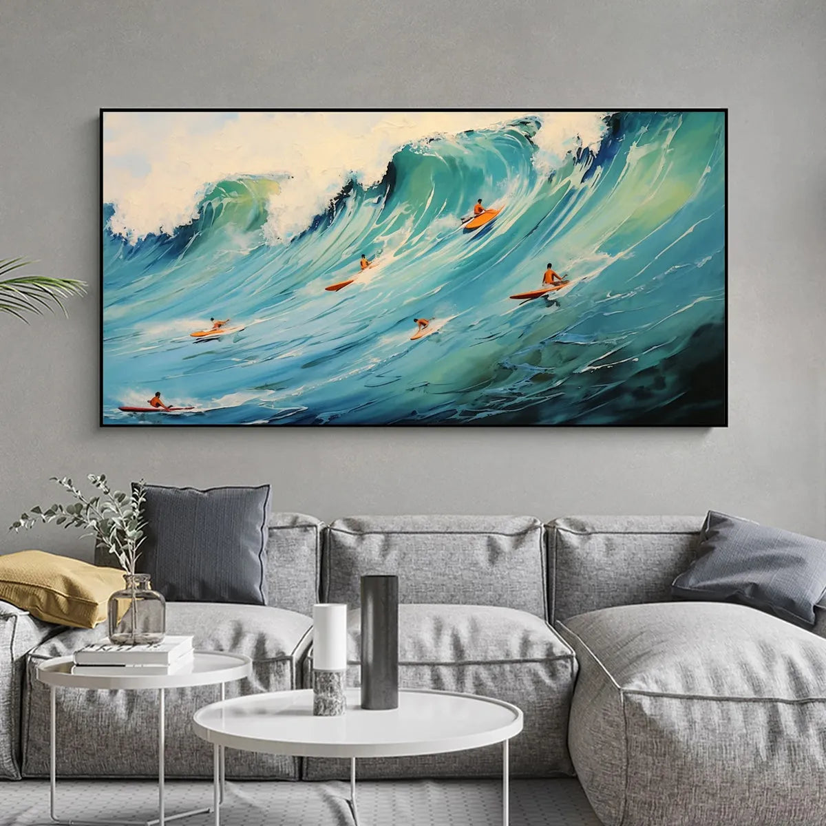 Vintage Style Surfing Painting | Retro Ocean Wall Art #AA 220