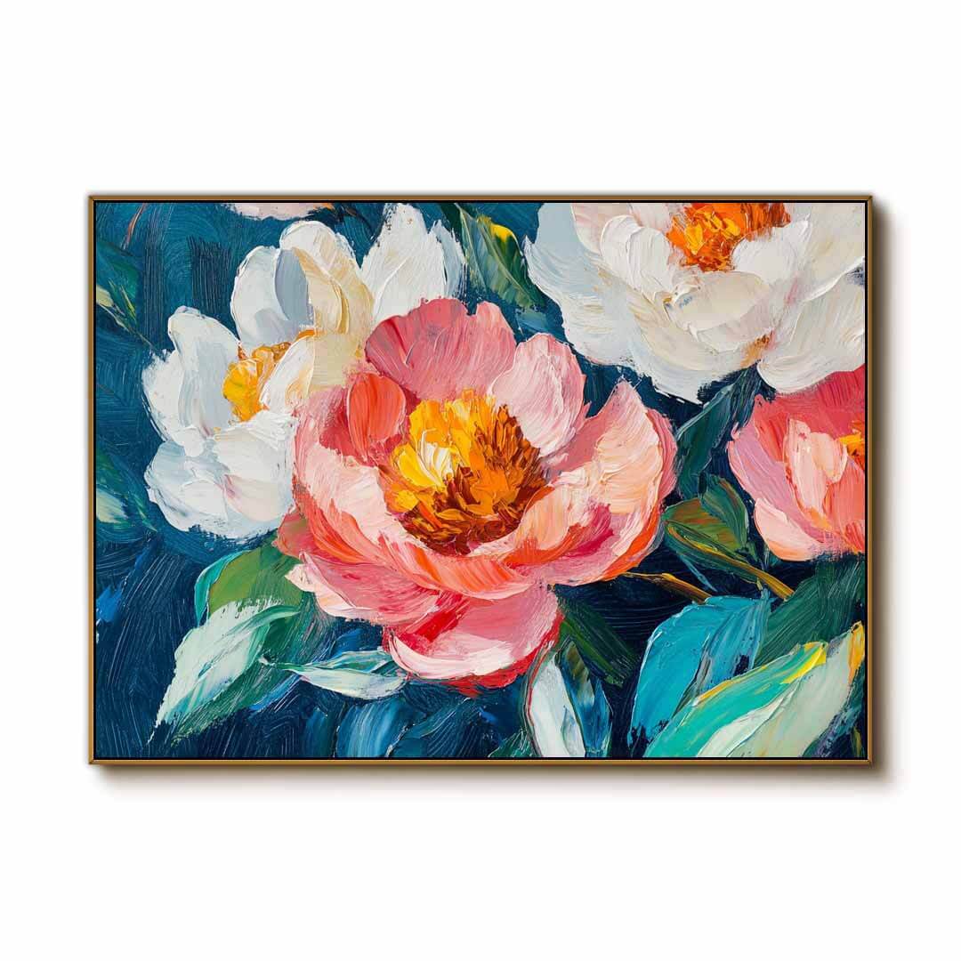 Large Pink and White Peony Wall Art | Blooming Floral Canvas #AA 341