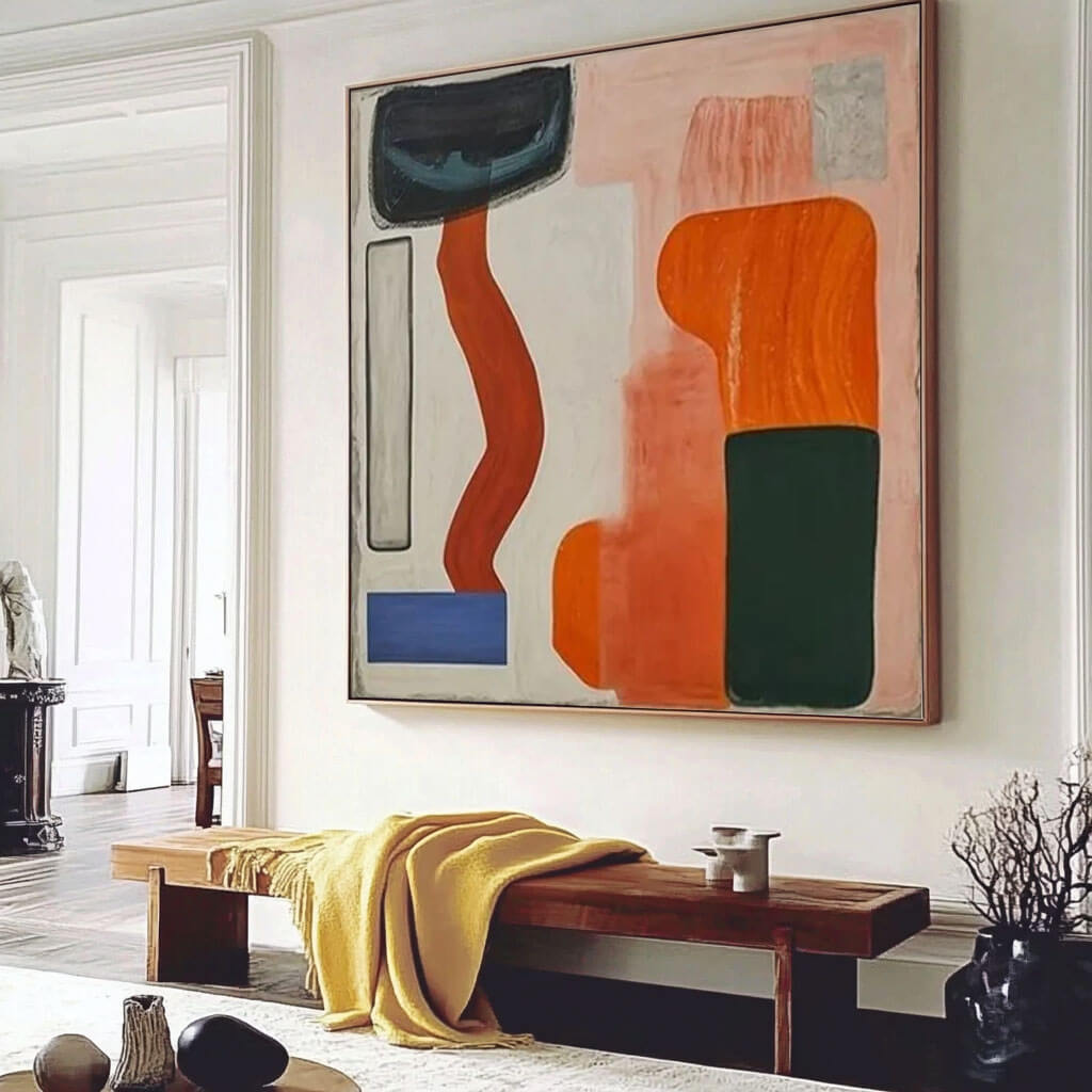 Orange and Pink Abstract Shapes Art | Warm Earth Tone Decor #AA 360