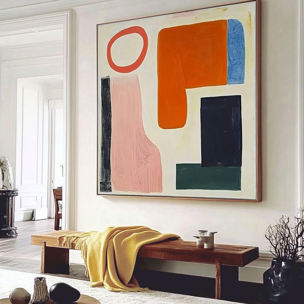 Large Colorful Abstract Art | Square Geometric Painting #ZZ 221