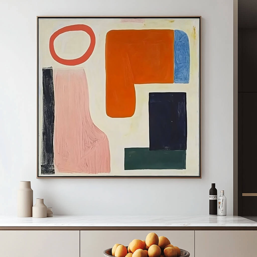 Large Colorful Abstract Art | Square Geometric Painting #ZZ 221