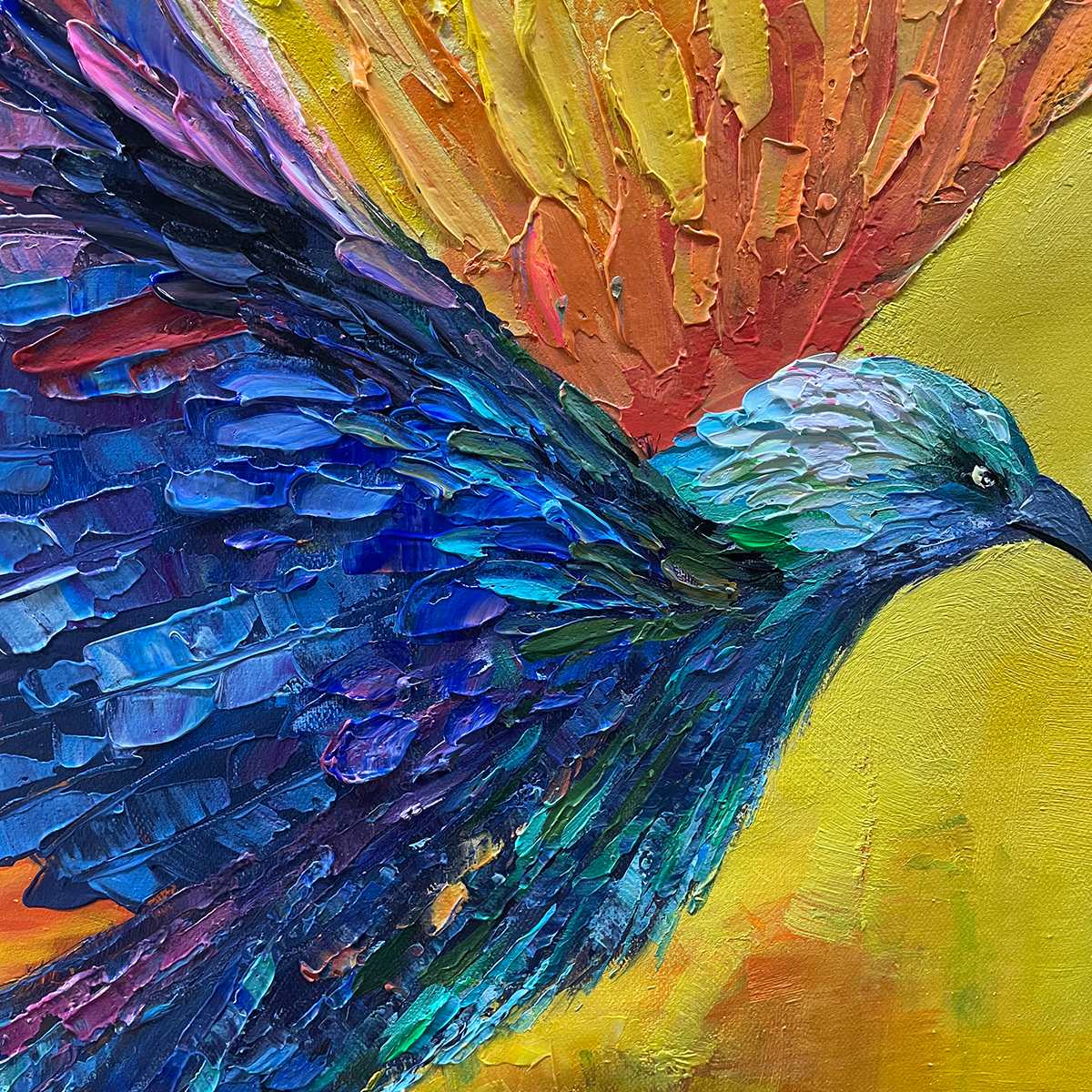 Dynamic Colorful Bird Art | Vibrant Abstract Original Painting #ZZ 263