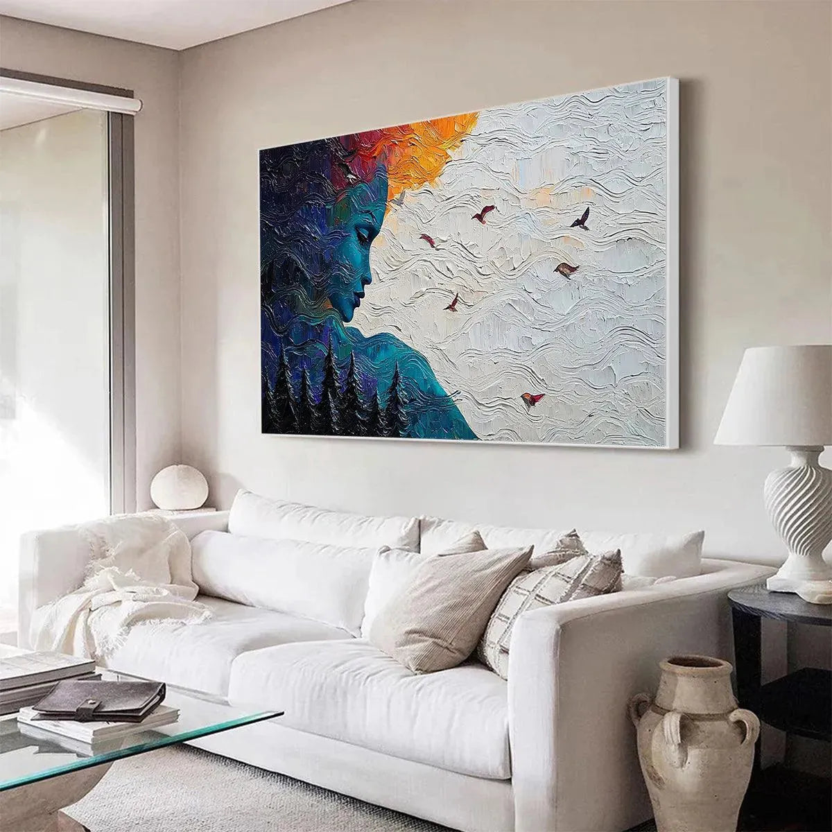 Abstract Woman Nature Art | Textured Landscape Canvas Decor #AA 006