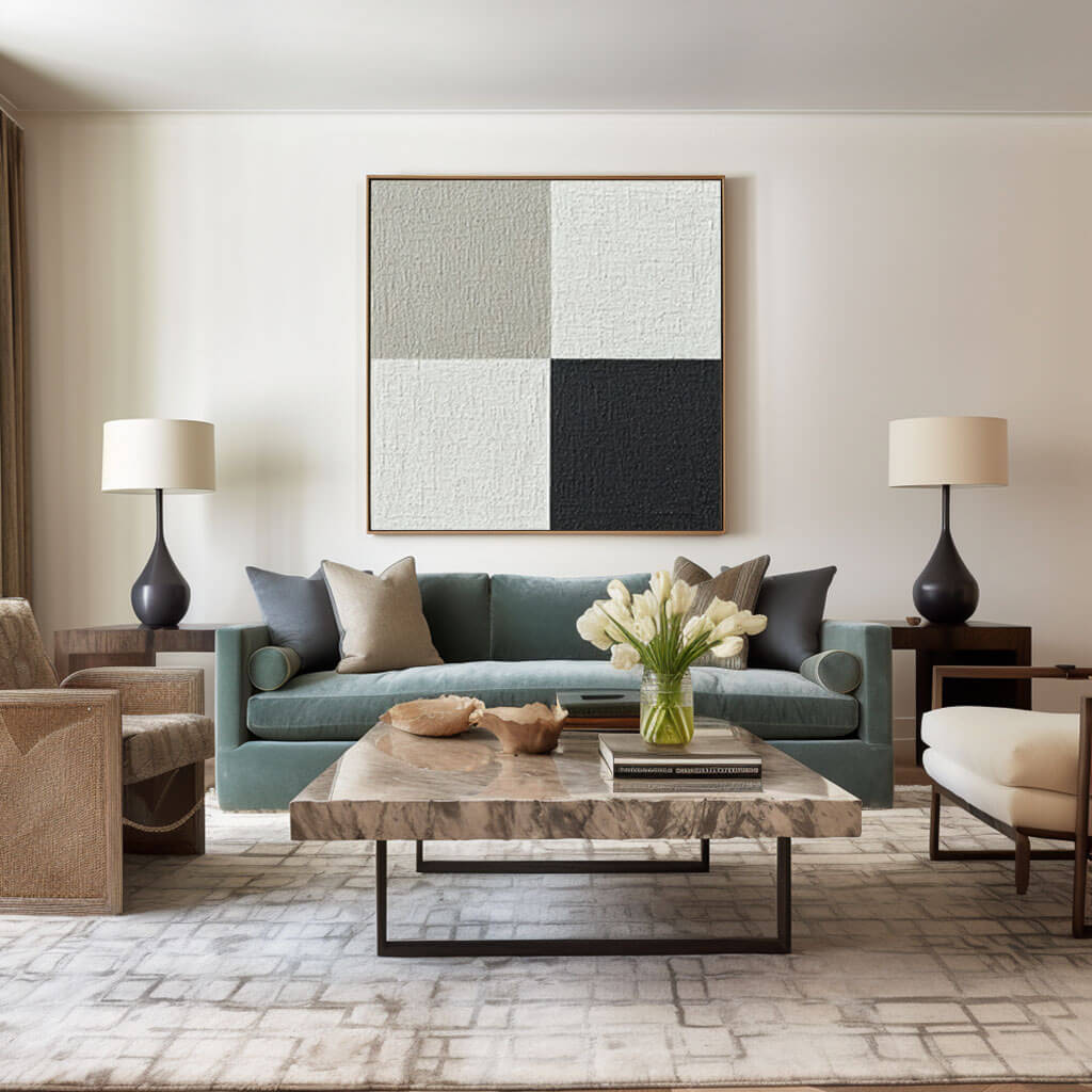 Black and White Abstract Painting - Contemporary Wall Art for Home #JJ 429