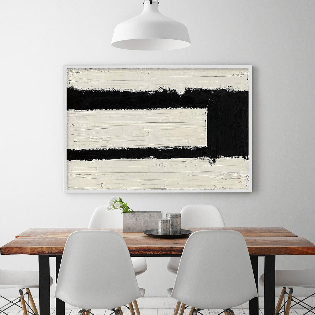 Textured Black & White Abstract Art | Minimalist 3D Painting #AA 208