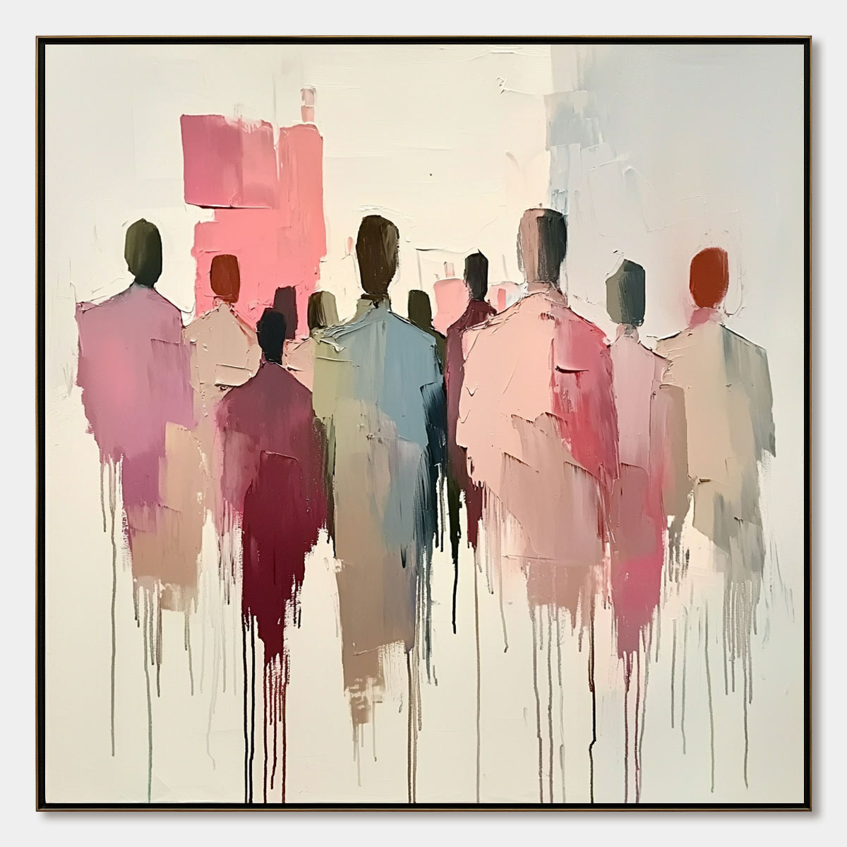 Abstract People Painting | Pink & Blue Modern Art #AA 109