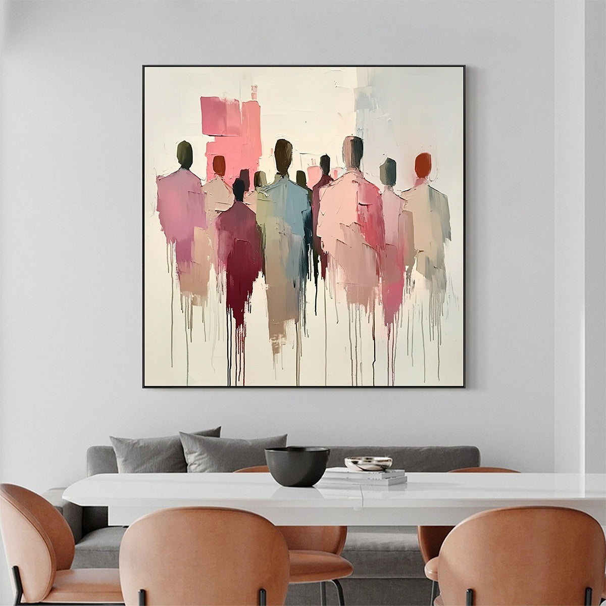 Abstract People Painting | Pink & Blue Modern Art #AA 109