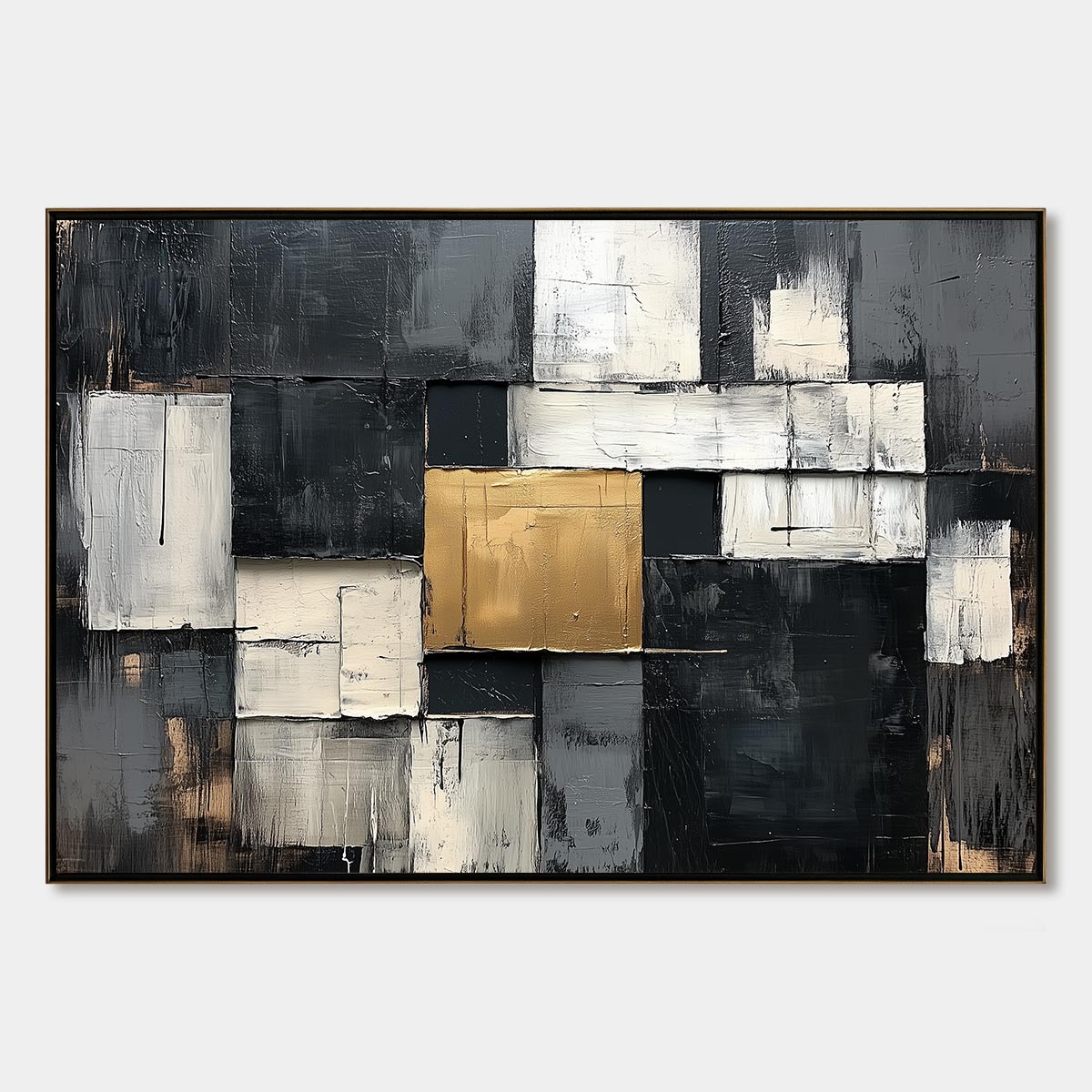 Black, White & Gold Abstract Art | Textured Wall Painting #AA 204