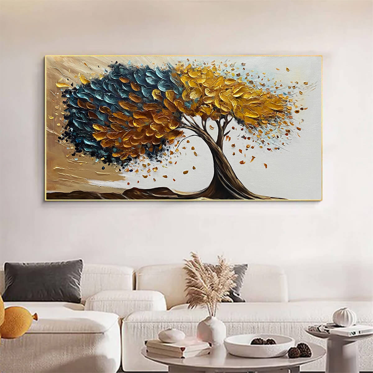 Teal and Gold Tree of Life Canvas Wall Art | Abstract Nature #AA 327
