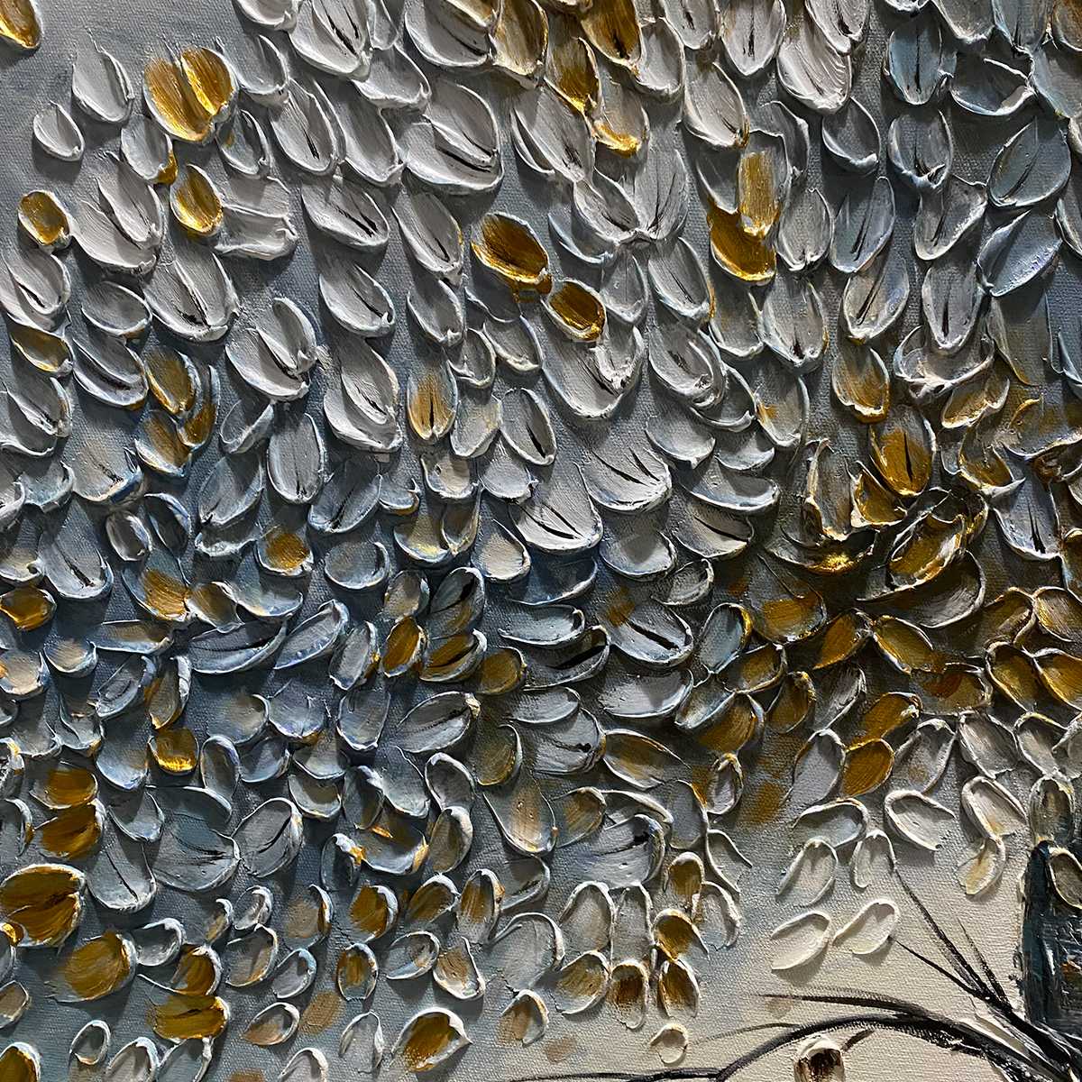 Large Abstract Tree Wall Art | Gold and Grey Textured Painting #TC 246