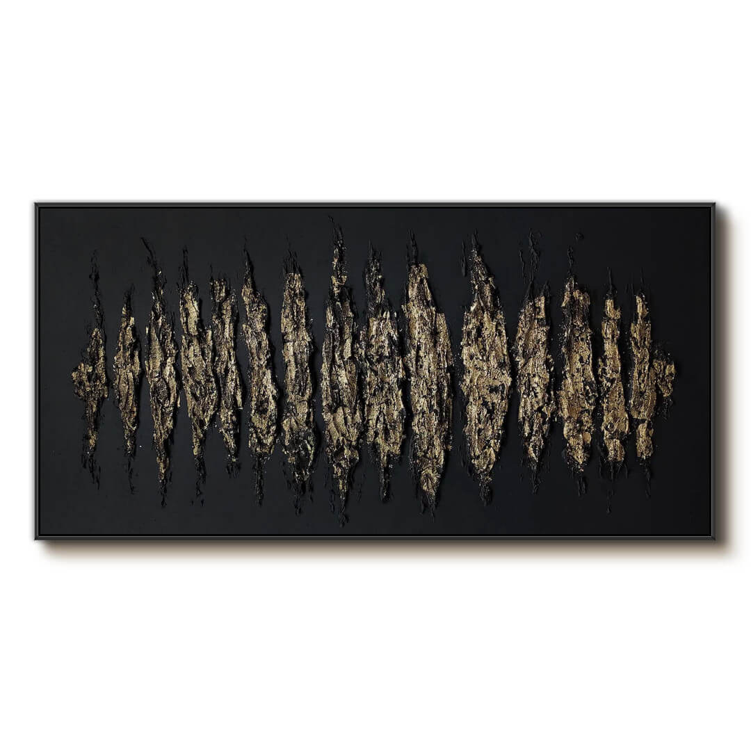 Black and Gold Abstract Canvas Wall Art | Luxury 3D Texture #AA 319