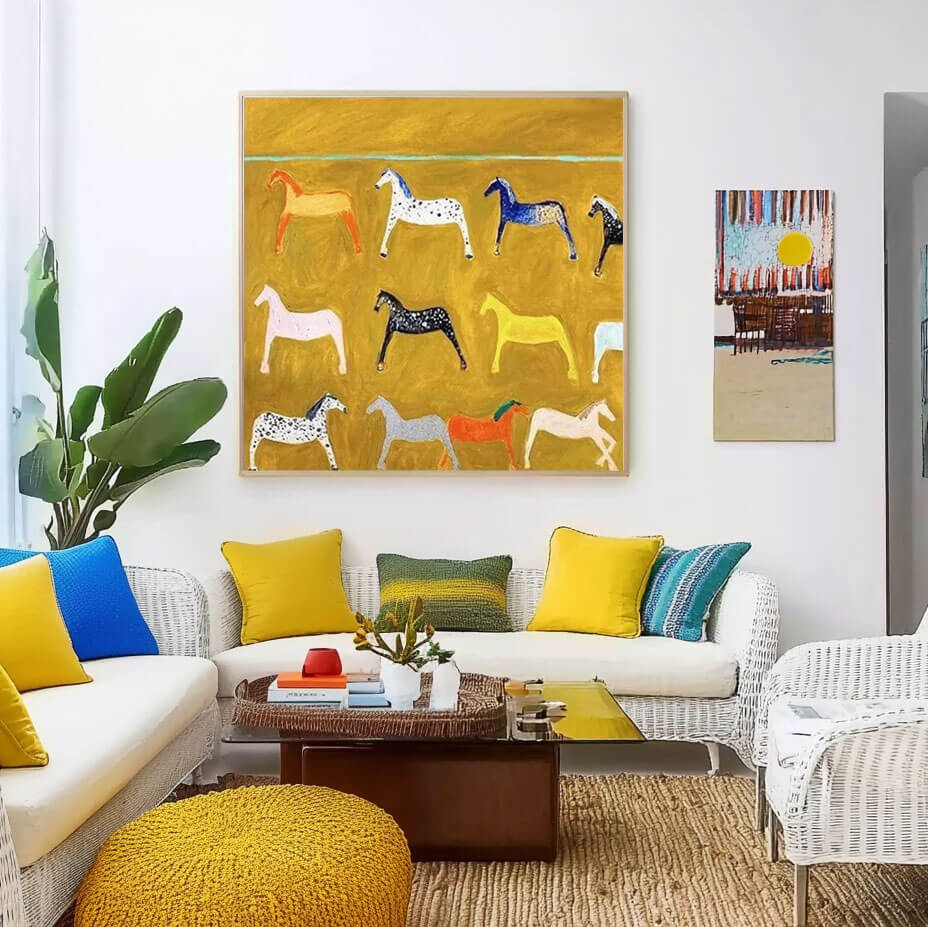 Abstract Horse Wall Art - Colorful Horse Painting on Canvas #JJ 426