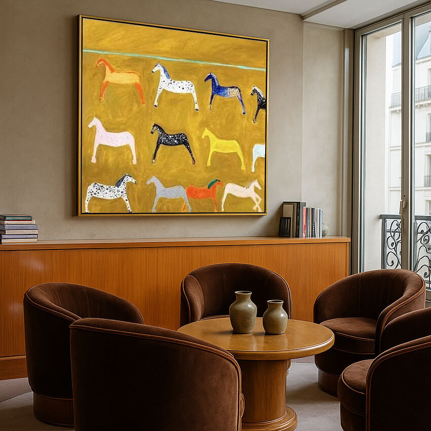 Abstract Horse Wall Art - Colorful Horse Painting on Canvas #JJ 426