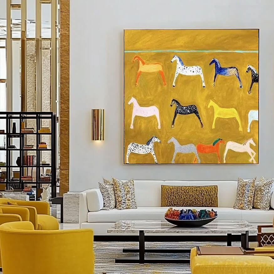 Abstract Horse Wall Art - Colorful Horse Painting on Canvas #JJ 426
