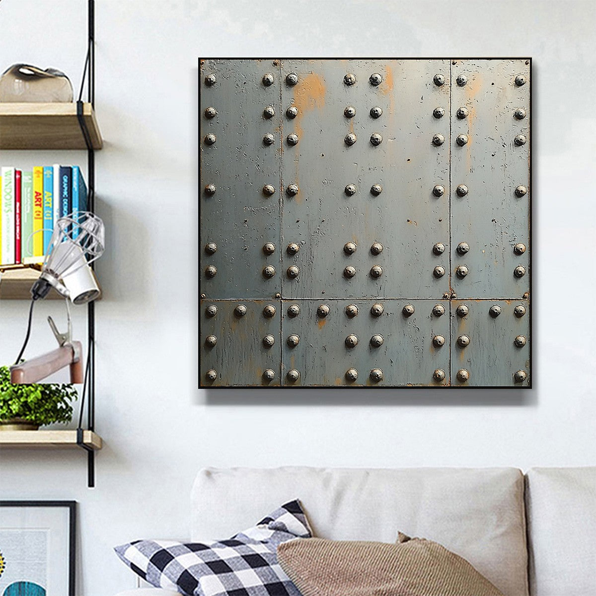3D Riveted Metal Painting | Realistic Industrial Wall Art #AA 210