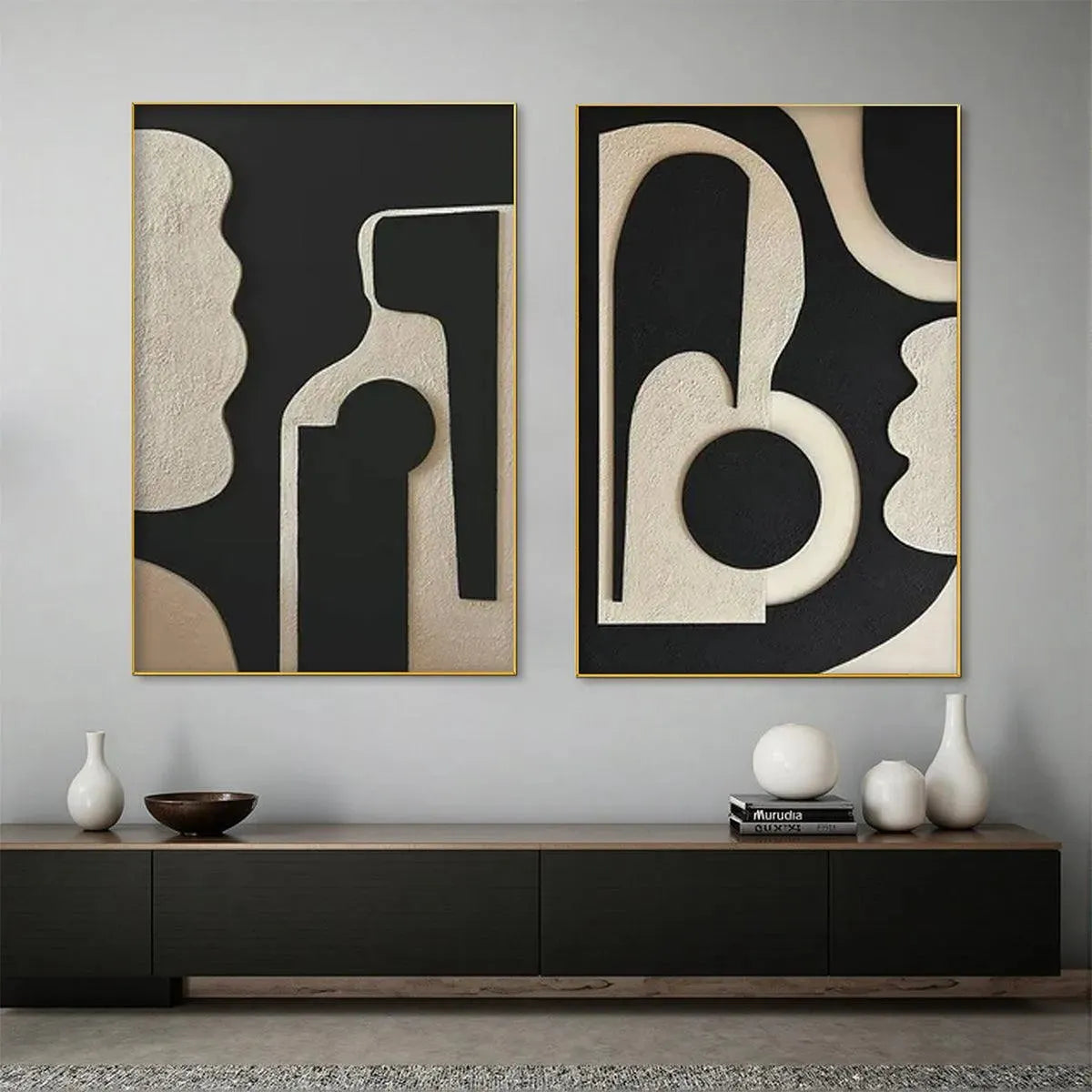 Mid-Century Modern Inspired Art | Large Black & White Art #AA 211